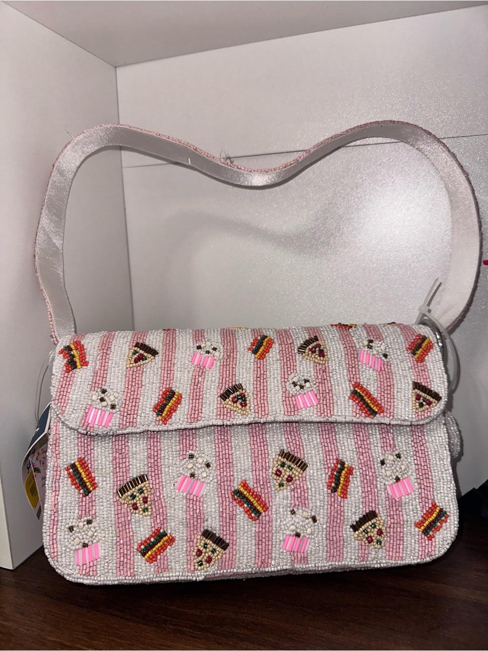 Viral Beaded Pink Food Themed Shoulder Bag